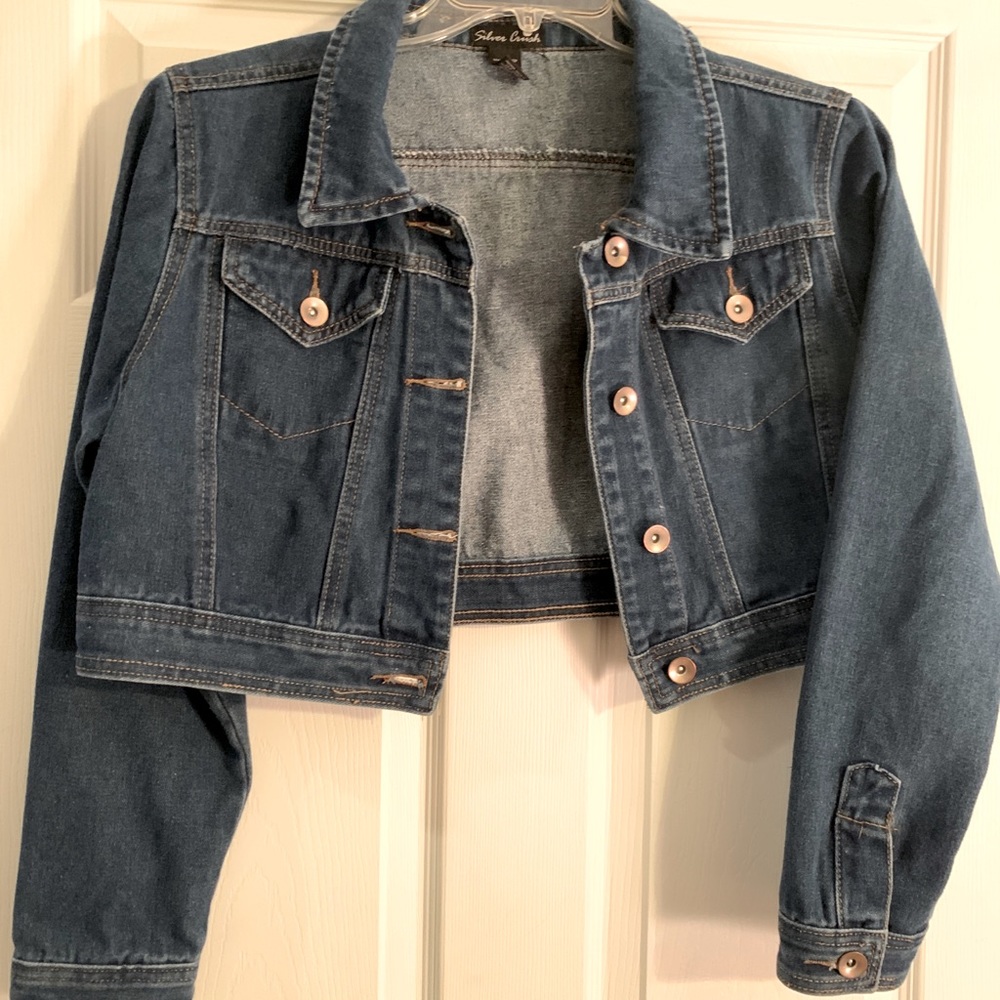 Silver Crush size large denim cropped jacket